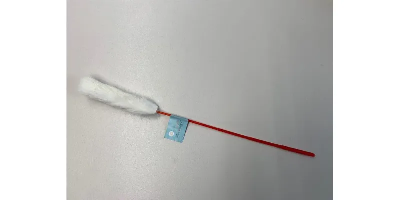 Rabbit fur stick long gray and white