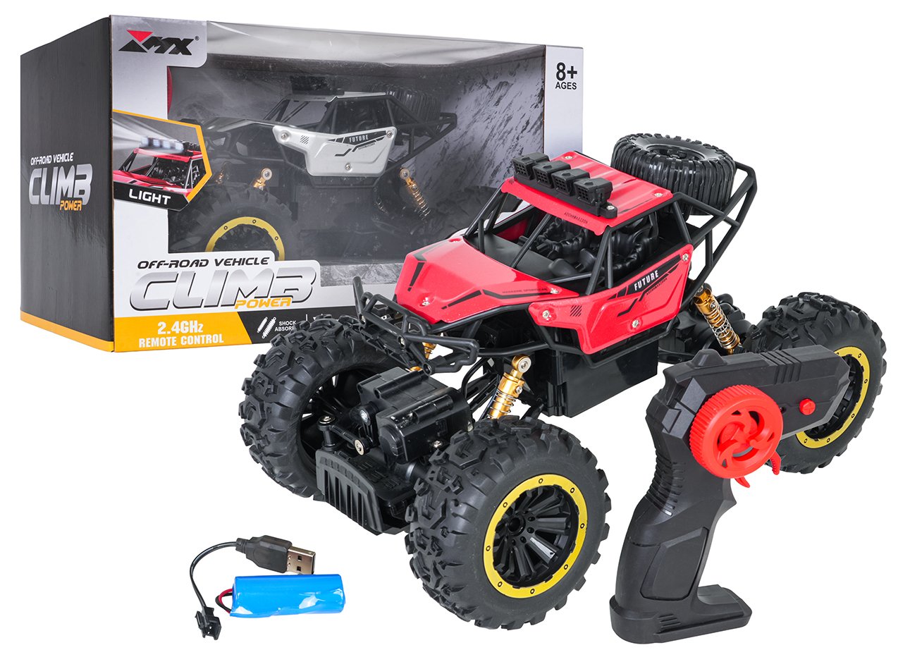 1:18 mõõtkavas R/C roomikmaastur CLIMB POWER punane