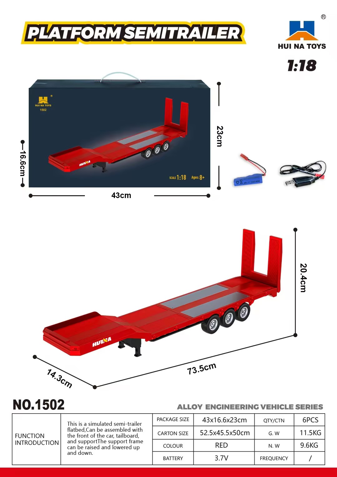 1:18 mõõtkavas punane poolhaagisega veoauto