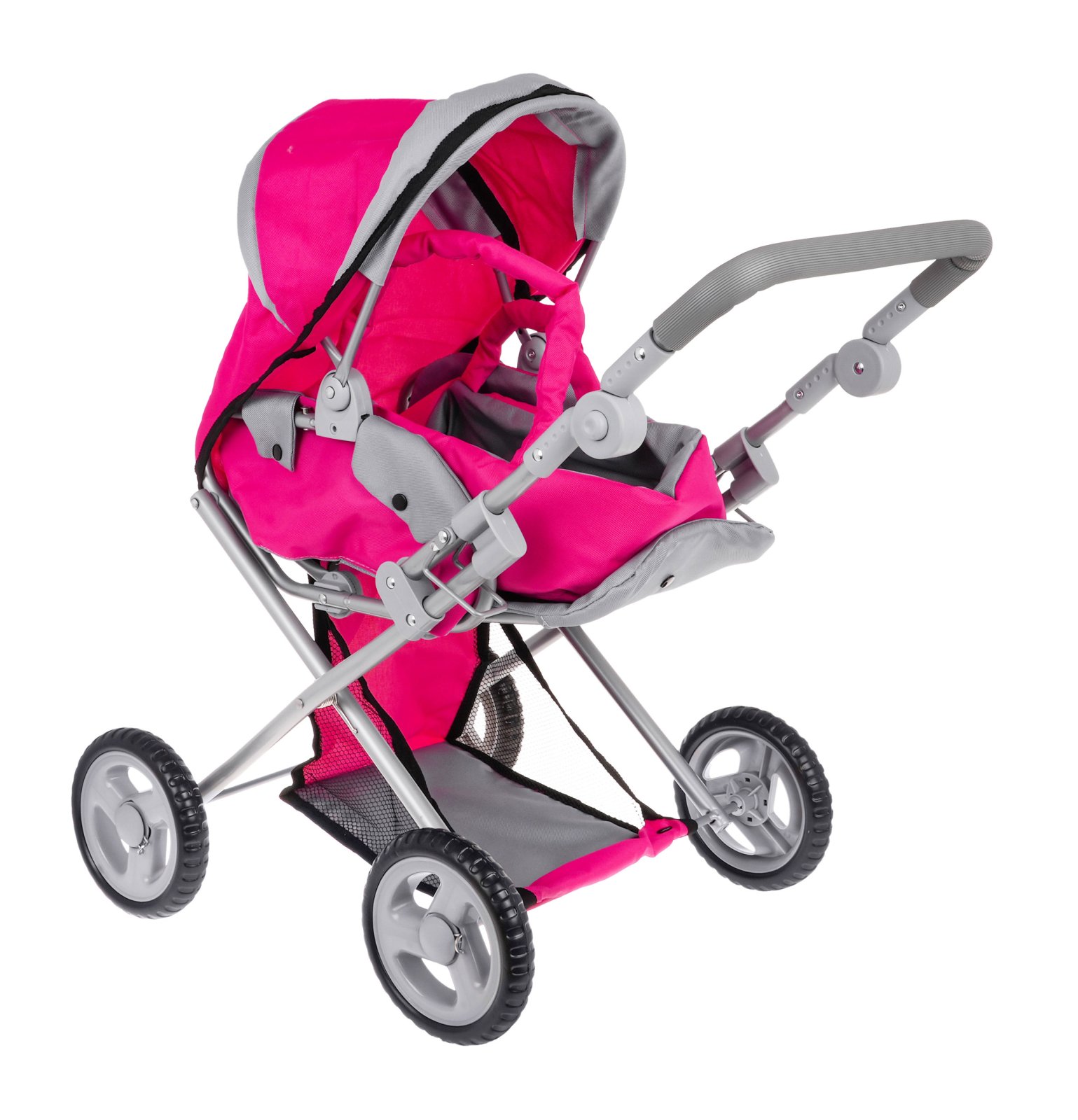 2-in-1 vaaleanpunainen lastenvaunu