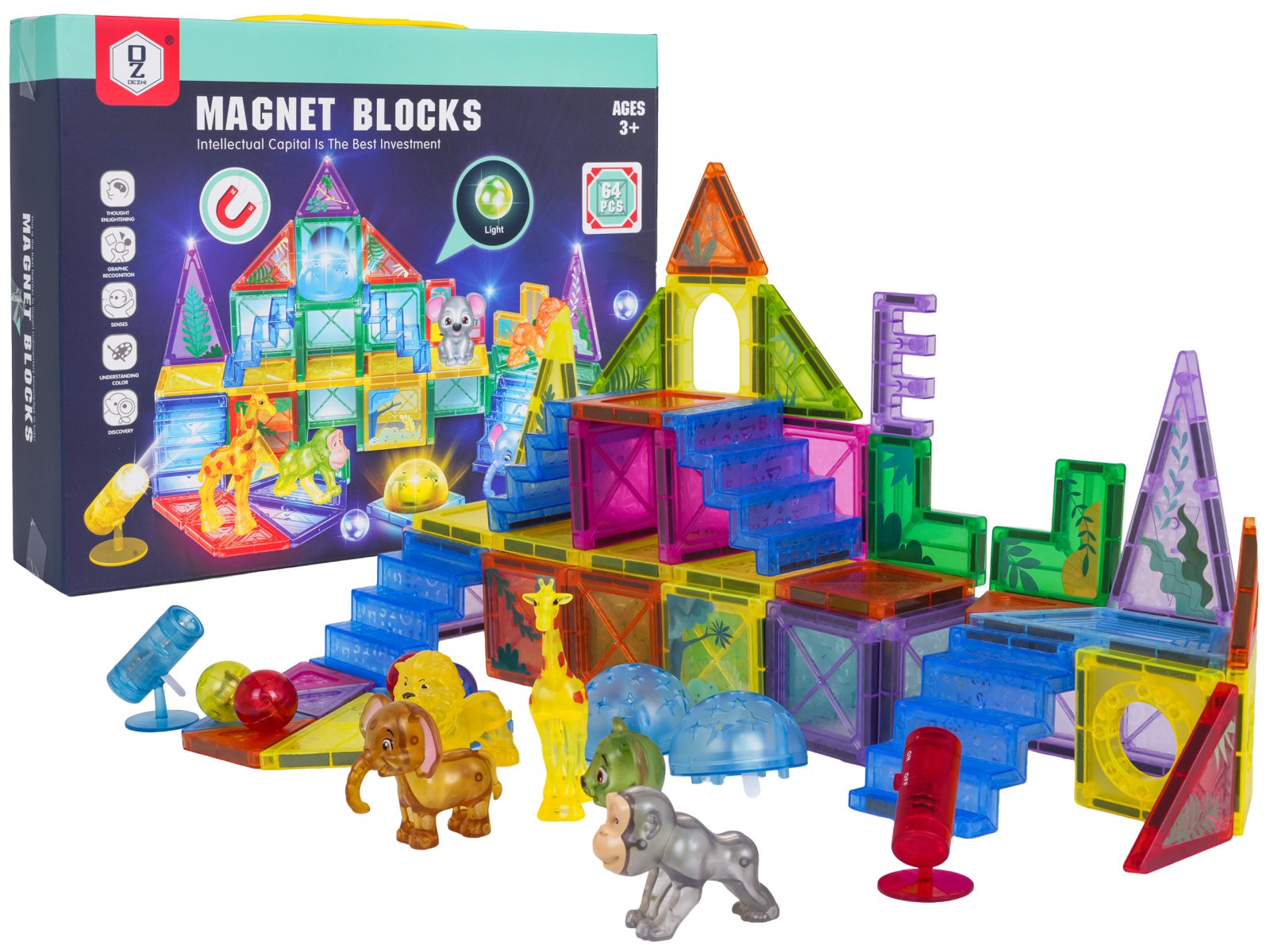 3D ZOO magnetklotside komplekt 64 tk.