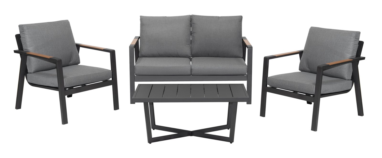 Alumiinium aiamööbel Diivan + kaks tugitooli + laud