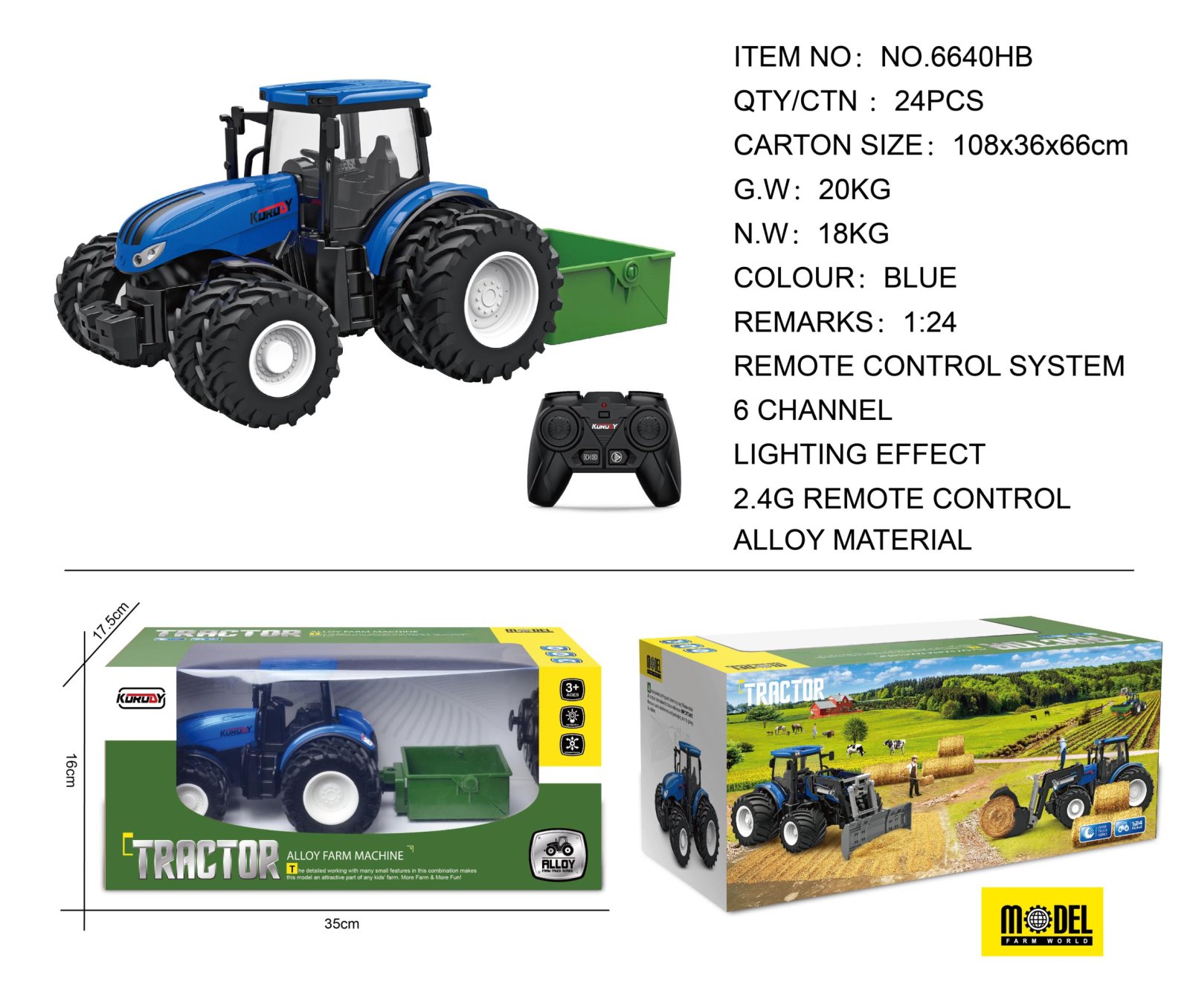 Sinine R/C traktor + tarvikud