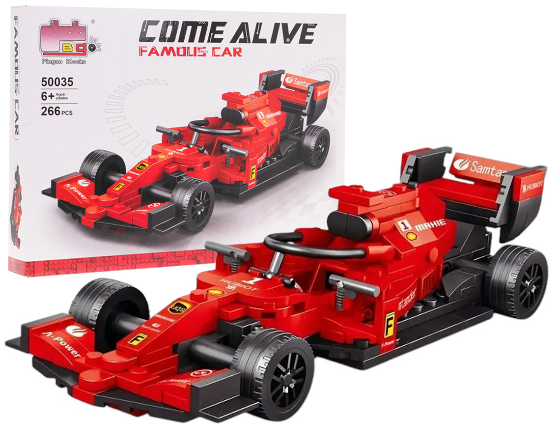 F1-kilpa-auto palikkasarja, punainen, 266 kpl