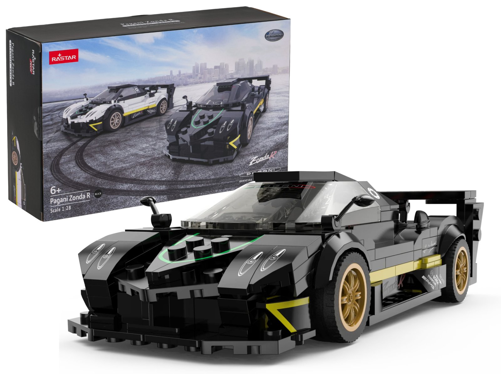 Auto 1:28 Pagani Zonda R palikat musta RASTAR
