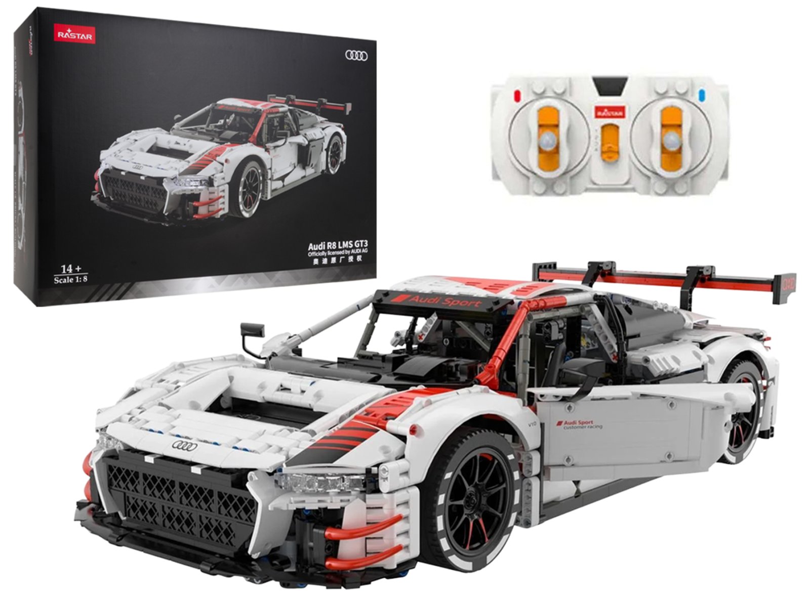 Palikka-auto 1:8 Audi R8 LMS GT3 Valkoinen RASTAR