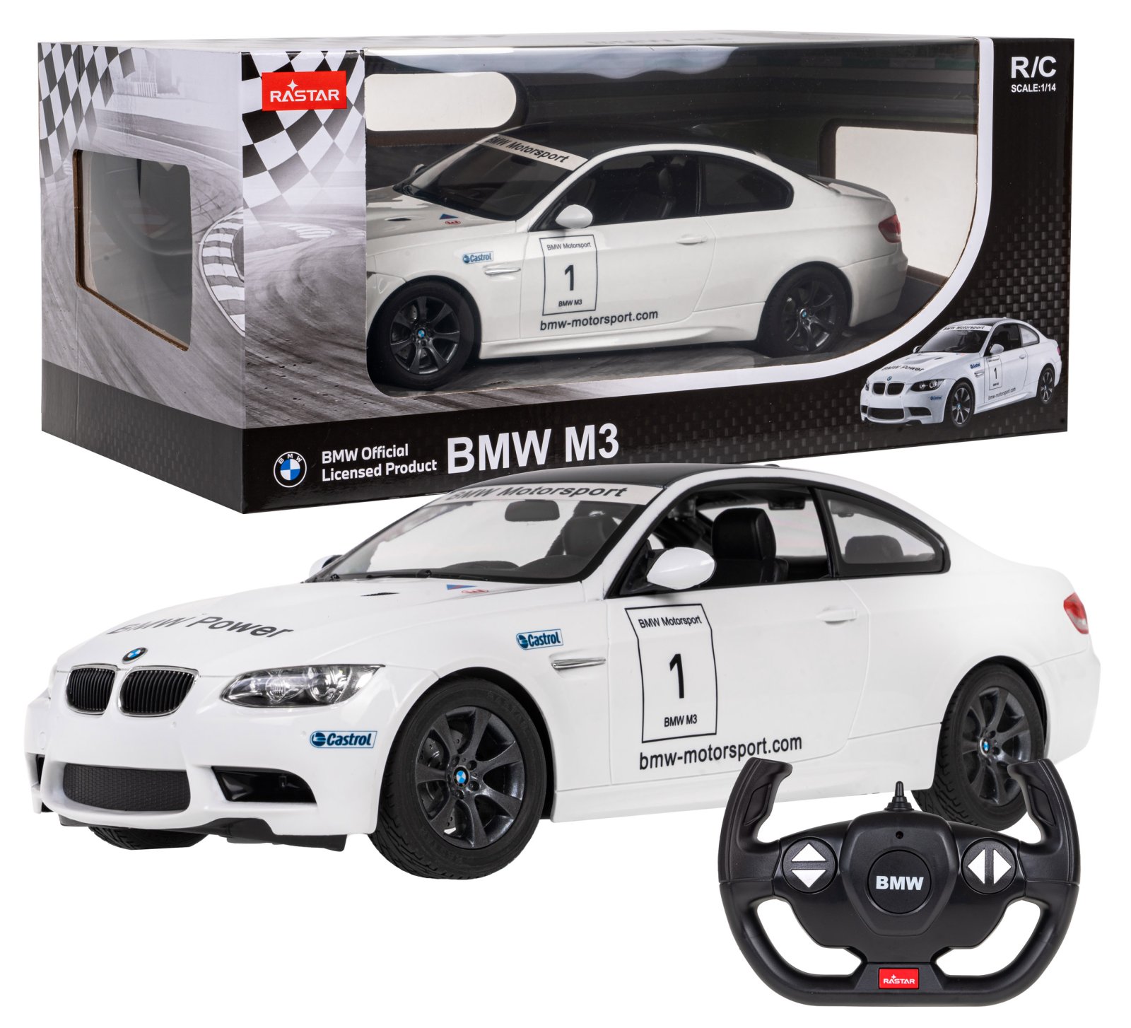Radio-ohjattava auto BMW M3 1:14 RASTAR valkoinen