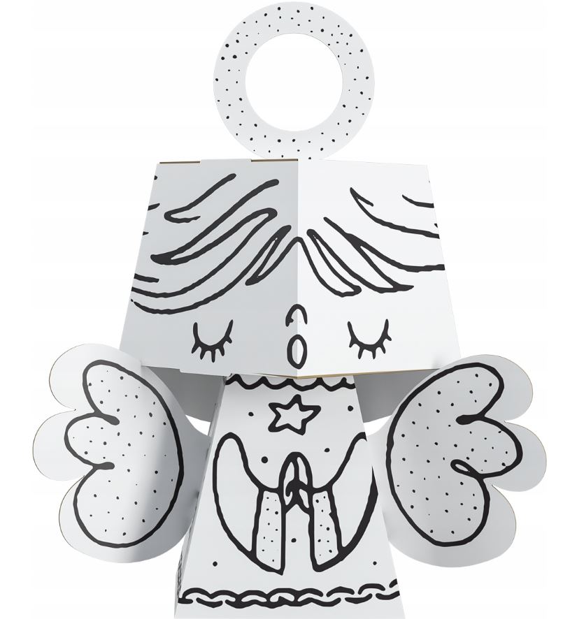 Coloring 3D Christmas ball. Angel