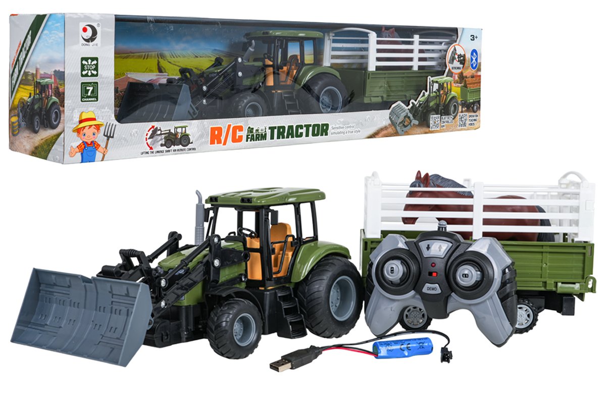 copy of Green Tractor with Trailer R/C 1:20 + Animals