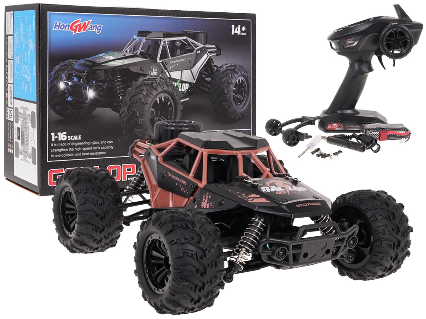 Crawler-maastur GALLOP 1:16 R/C, punane