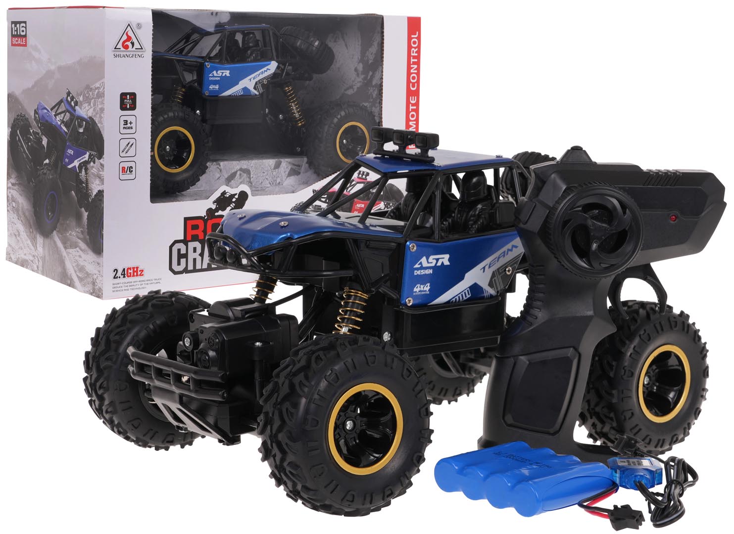 Ronimisauto MONSTER ROCK raadioteel juhitav 1:16 sinine