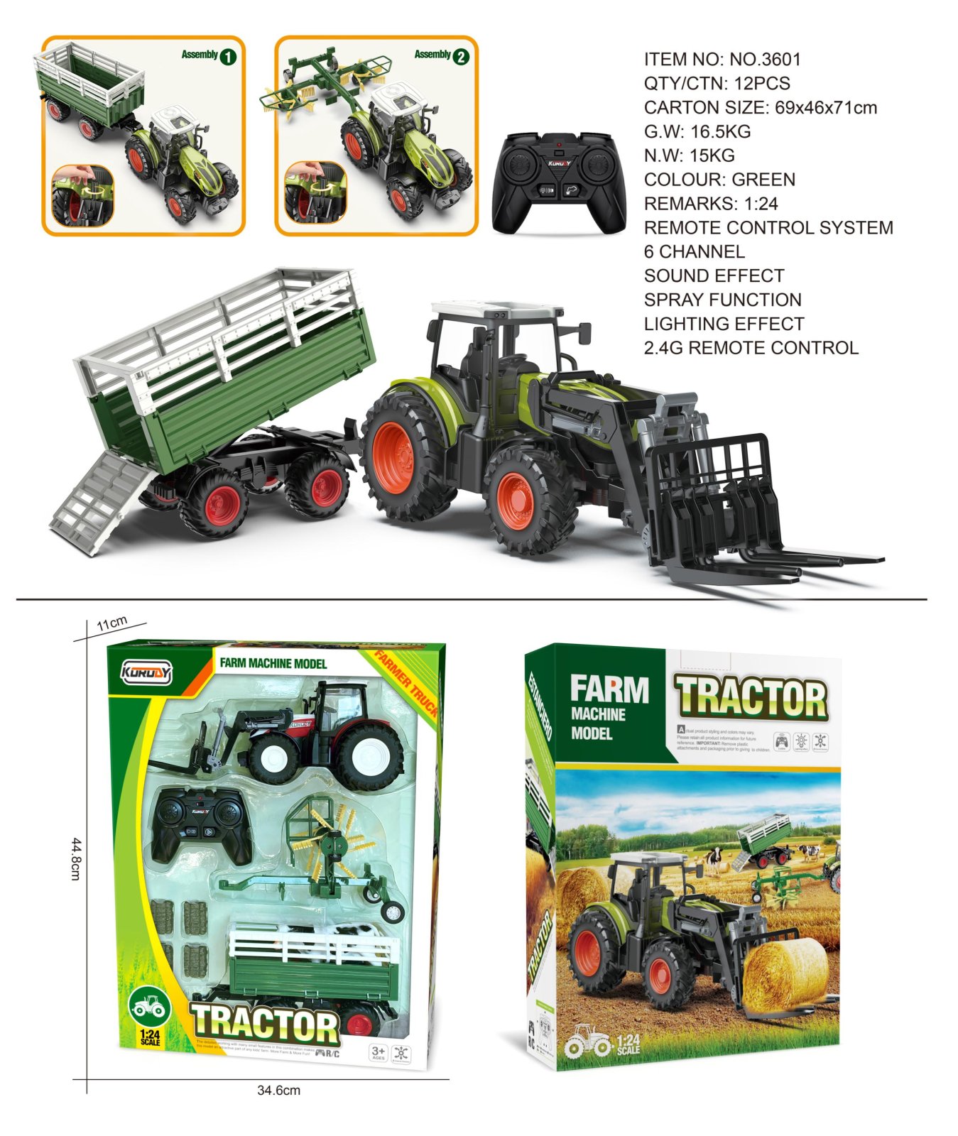 Roheline R/C traktor + tarvikud