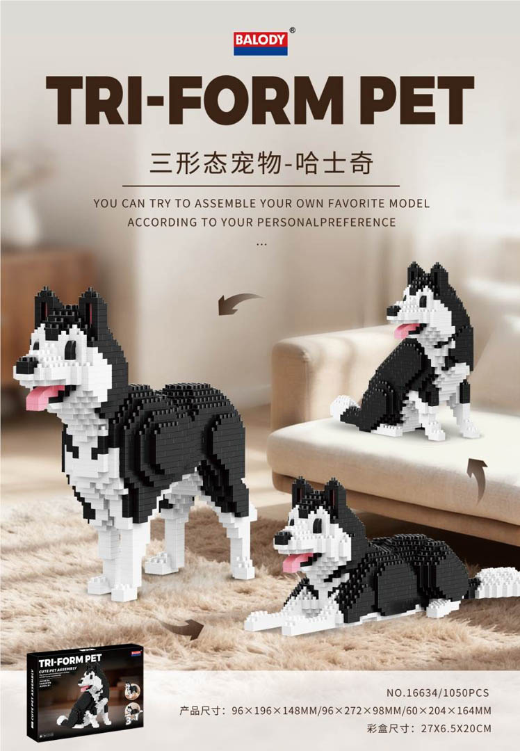 Husky dog 3in1 bricks set 1050el.