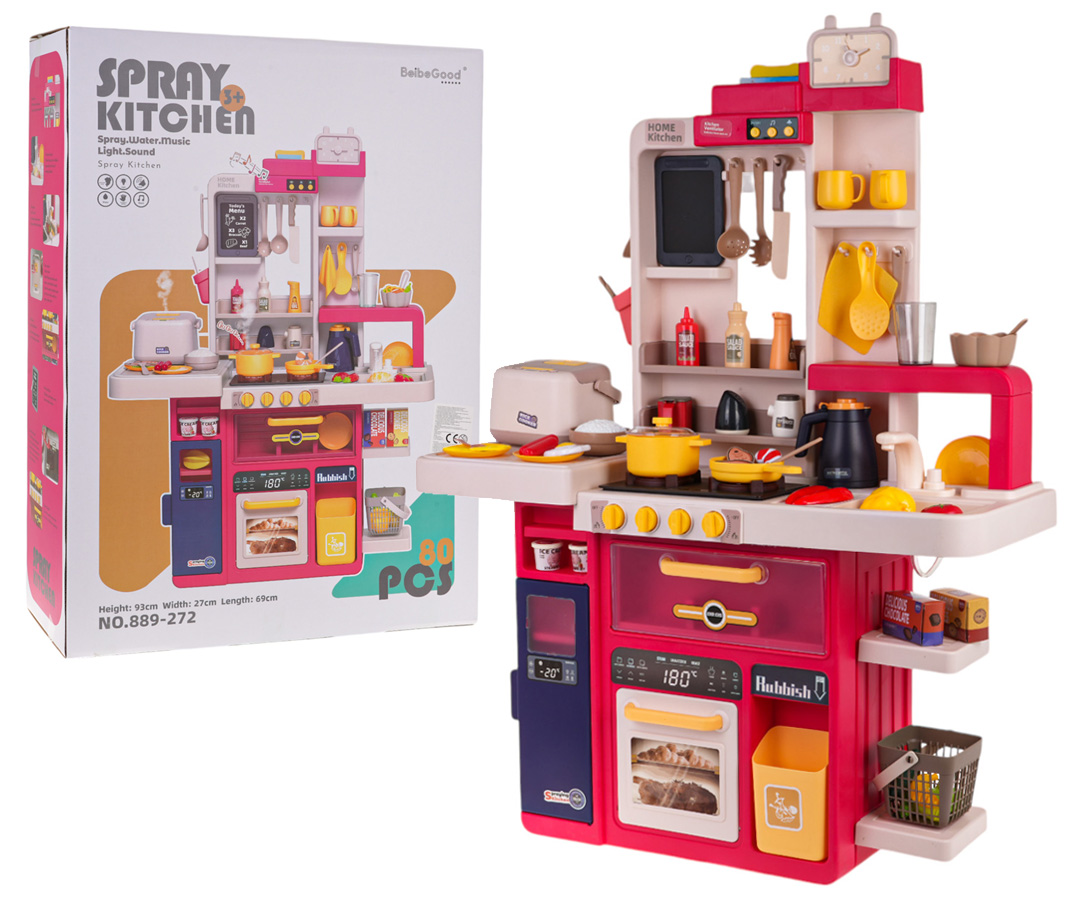 Kitchen Kitchenette with Light, Sound and Water Function 80 pieces. Red