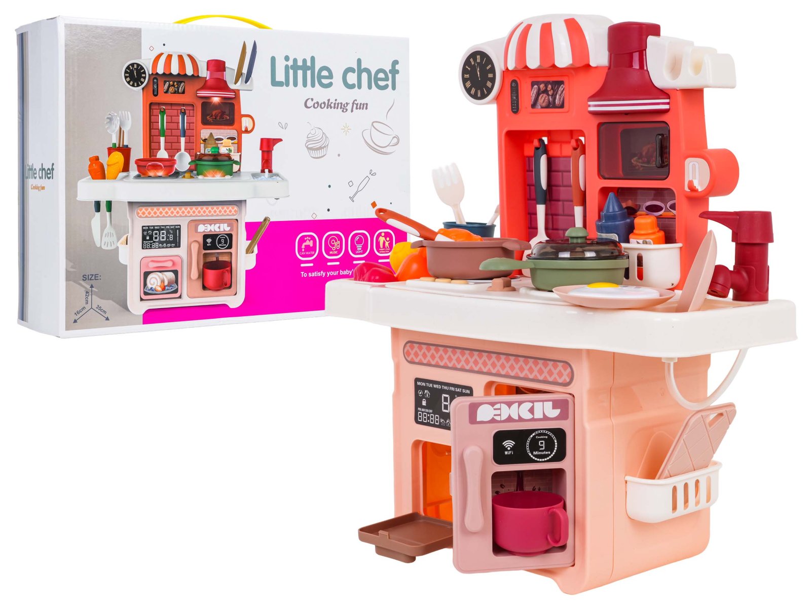 Valgus- ja helifunktsiooniga köök, roosa