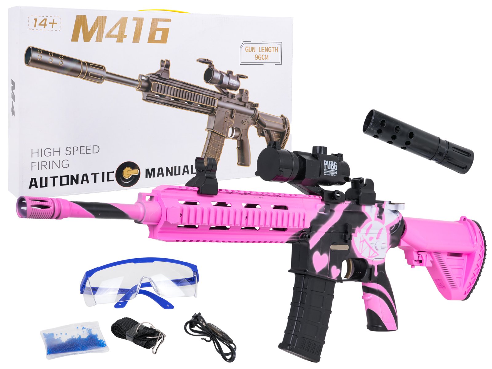 M416 roosa veepallide vintpüss + tarvikud