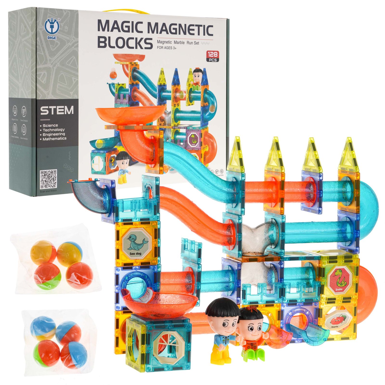 Magnetklotsid komplekt 128 elementi