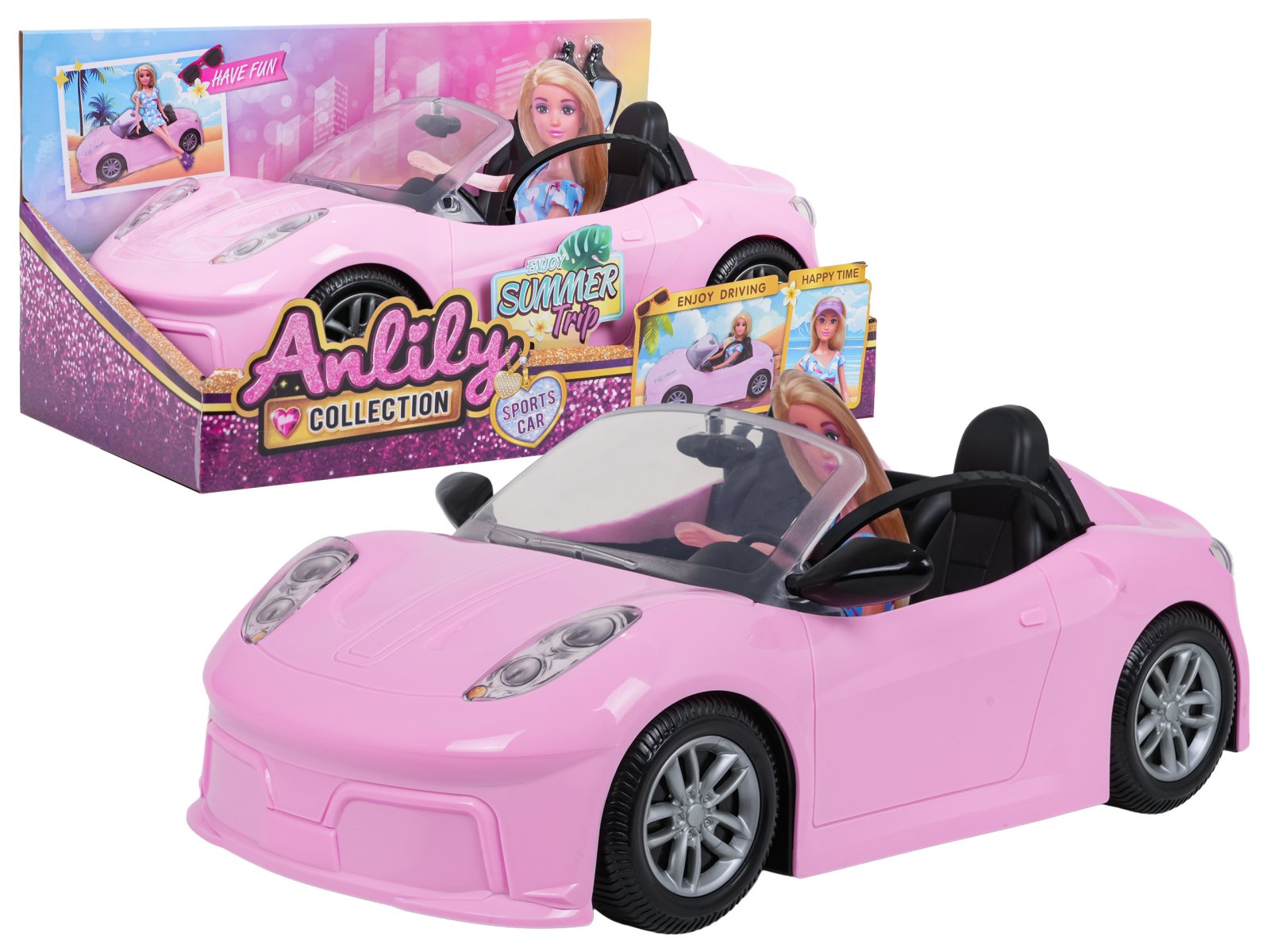 Nukke Marta autolla + tarvikkeet