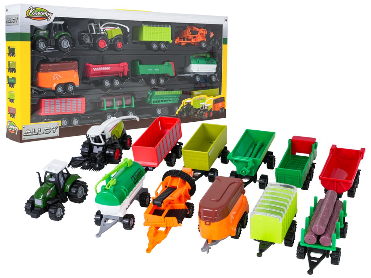 MEGA Metal Set Tractor and Harvester + Trailers