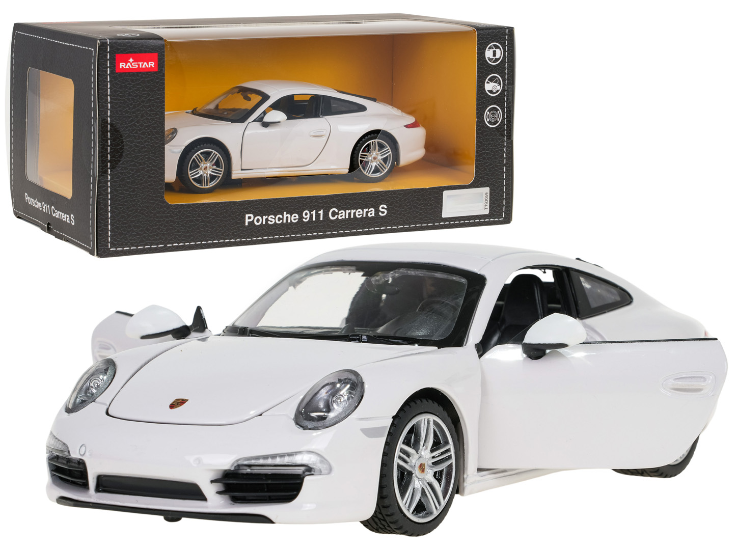 Metallauto 1:24 Porsche 911 valge RASTAR