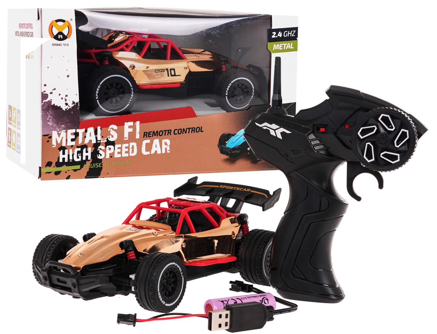 Metallauto RACING 01 kuldne R/C
