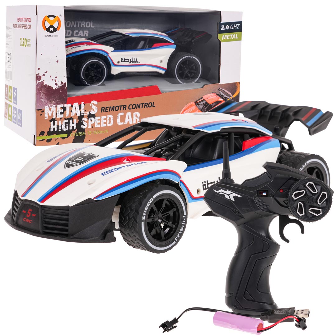 Metallauto Speed 1:20 R/C valge