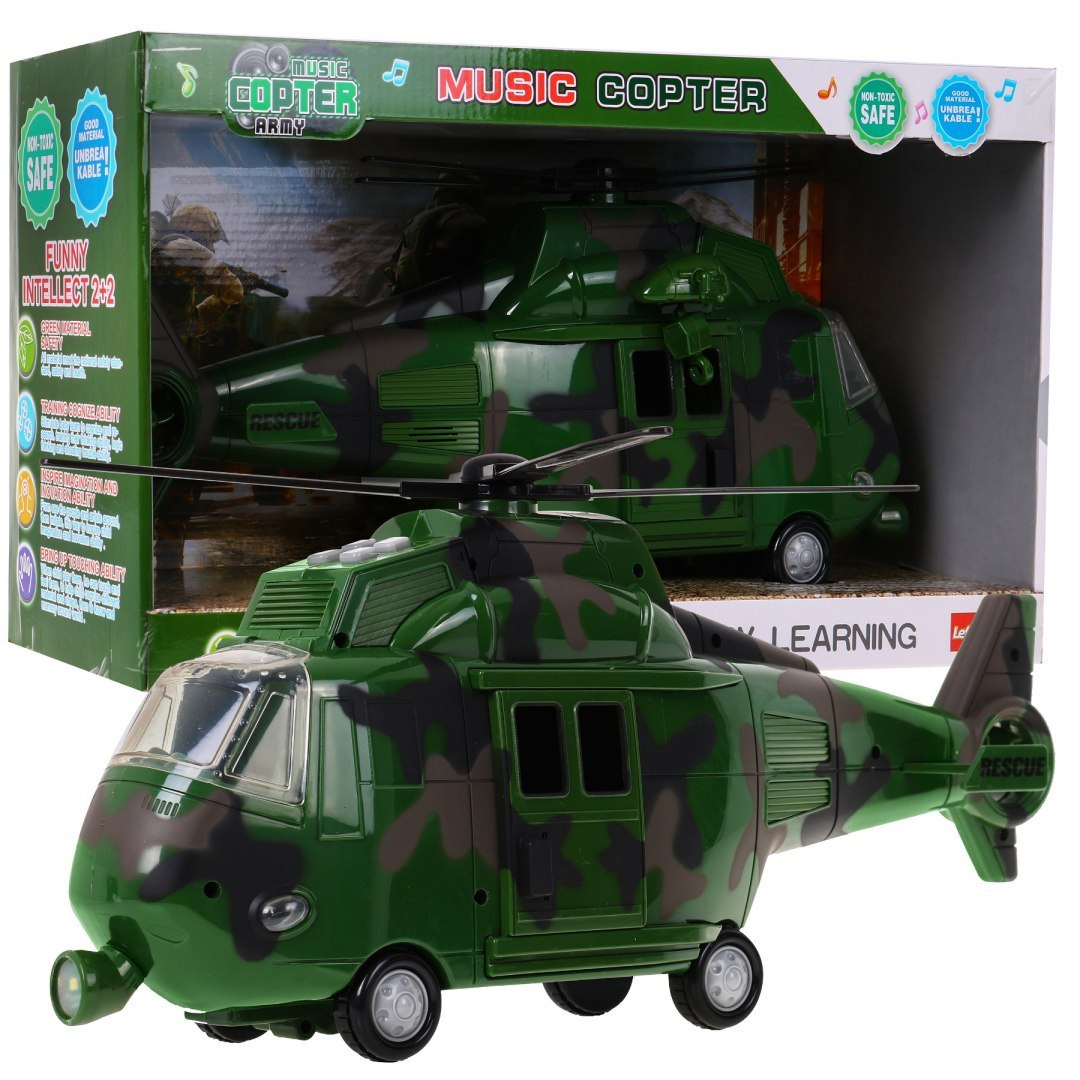 Sõjaväehelikopter helidega, roheline