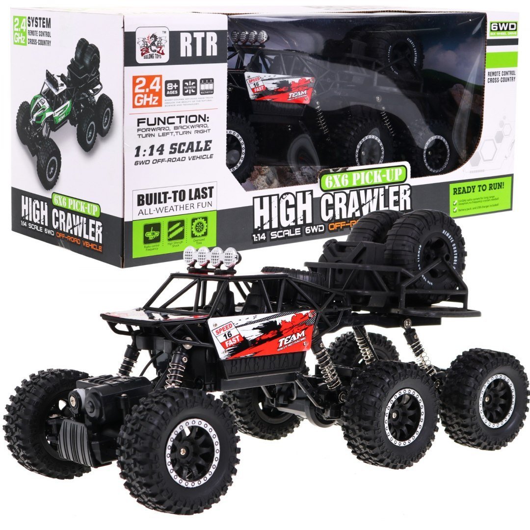 Maastikuauto 1:14 Crawler 6 x 6 R/C 2 4 G punane