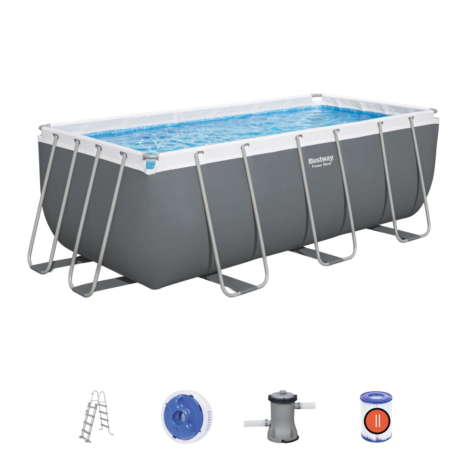 Raamiga bassein 412 cm x 201 cm x 122 cm POWER STEEL BESTWAY
