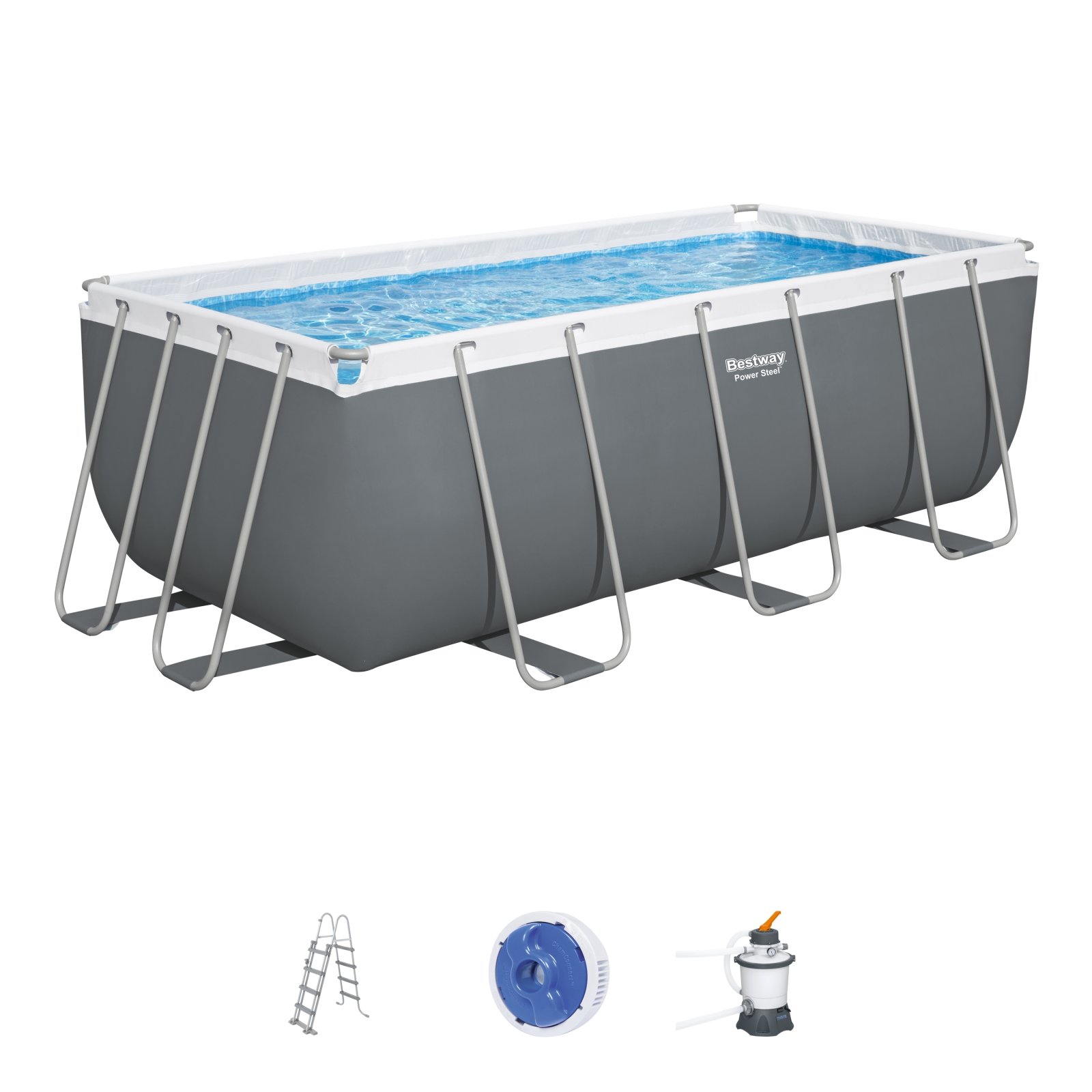 Raamiga bassein 412 cm x 201 cm x 122 cm POWER STEEL BESTWAY