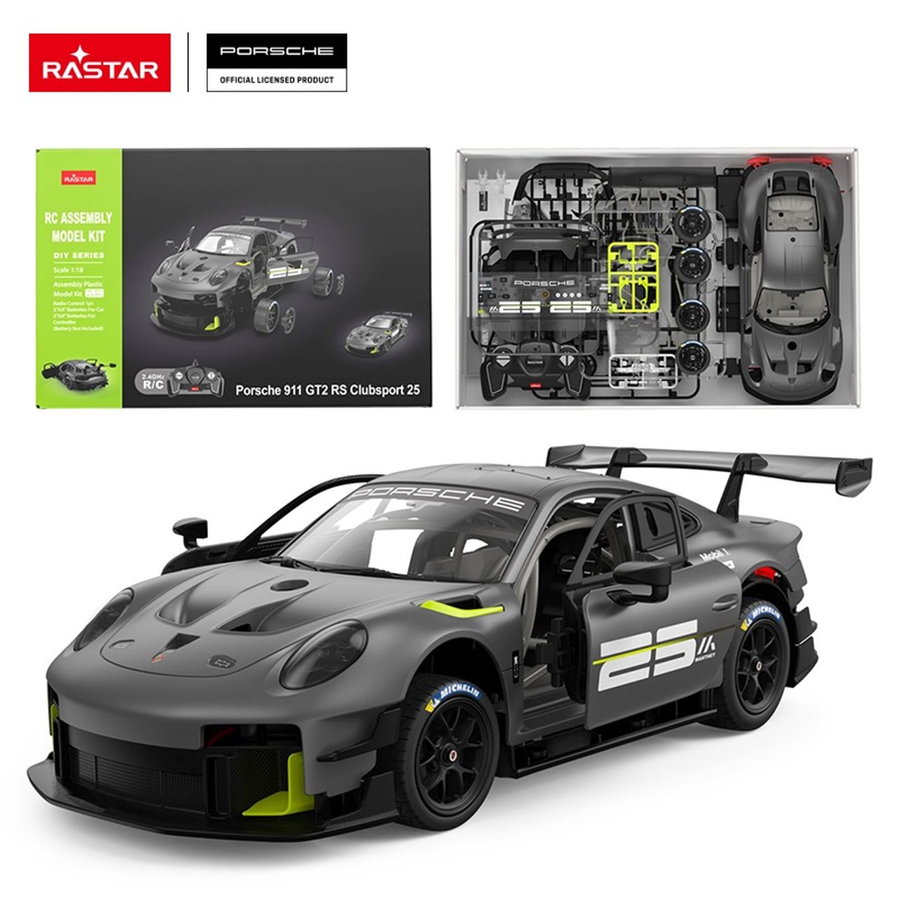 R/C 1:18 Porsche 911 GT2 RS Clubsport 25 rakennussarja RASTAR