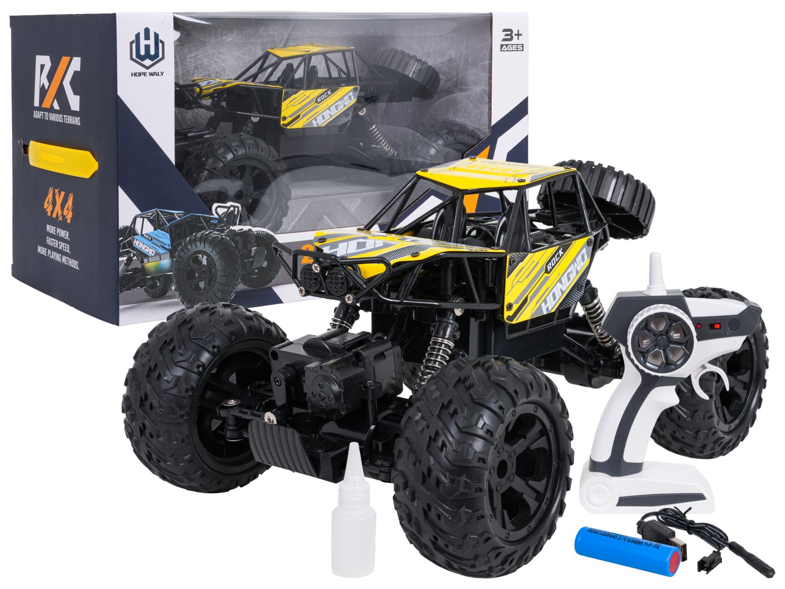 R/C kiipeilyauto ROCK keltainen 1:14