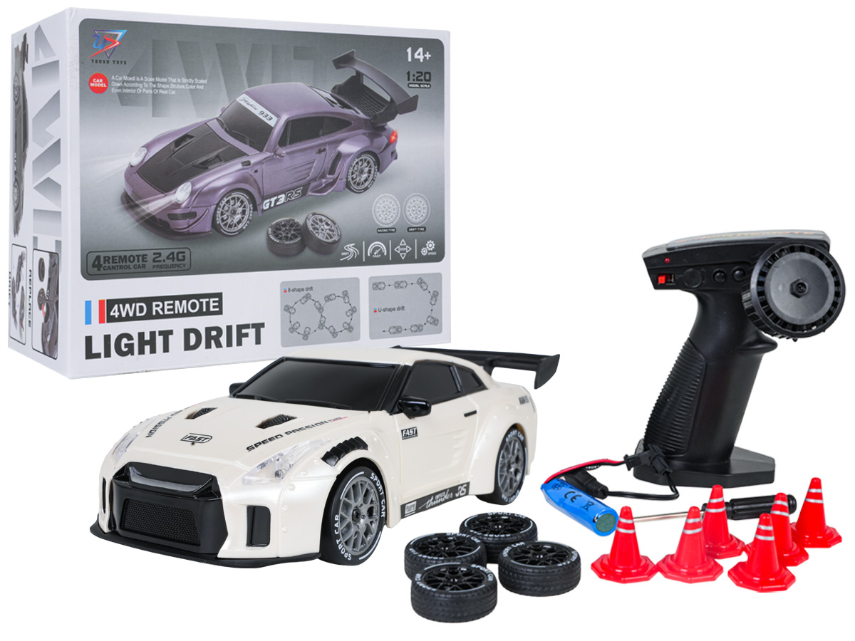 R/C driftiauto 1:20 valgusfunktsiooniga Valge