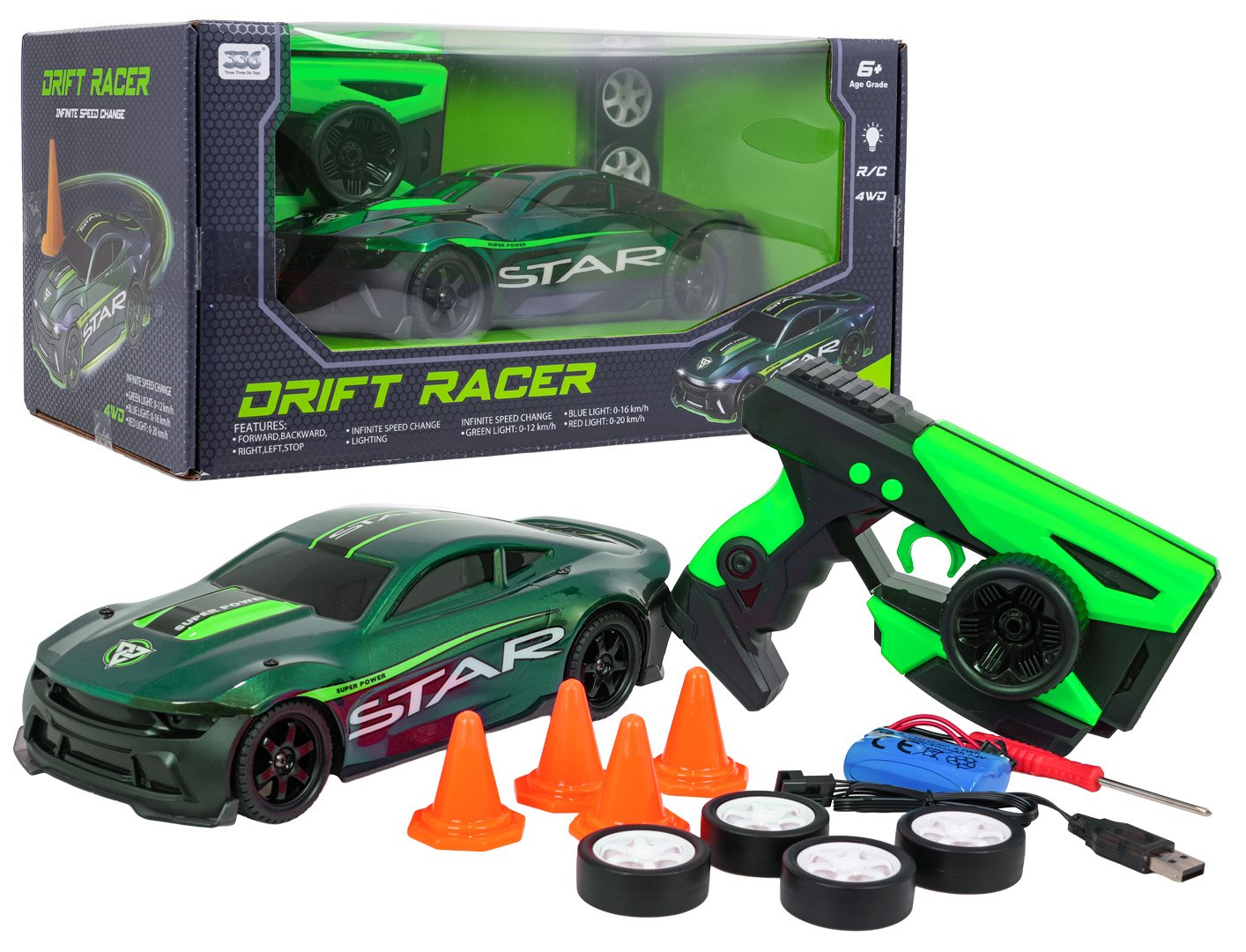 R/C STAR roheline auto