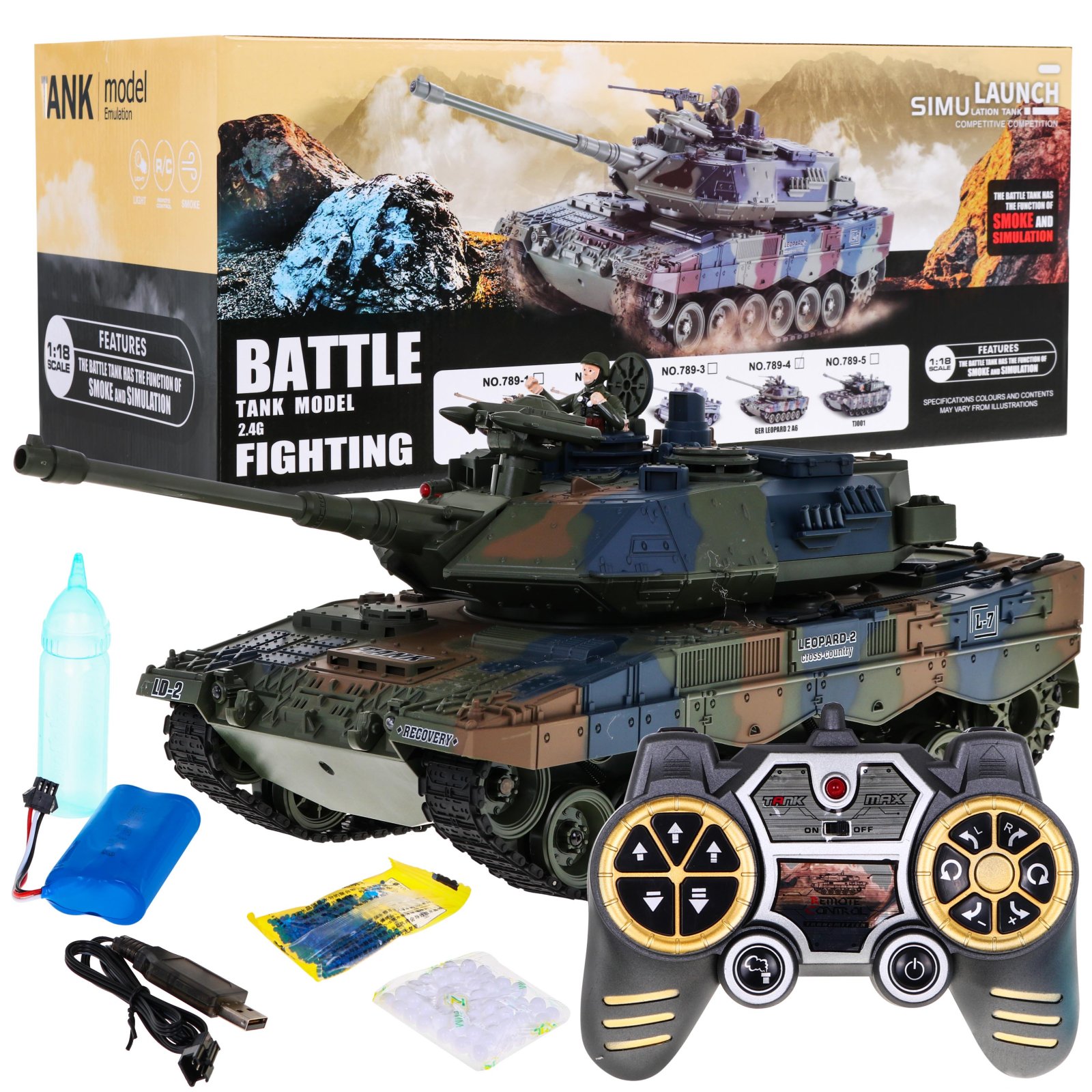 R/C tank 2.4 G suitsuga 1:18 Shield Green