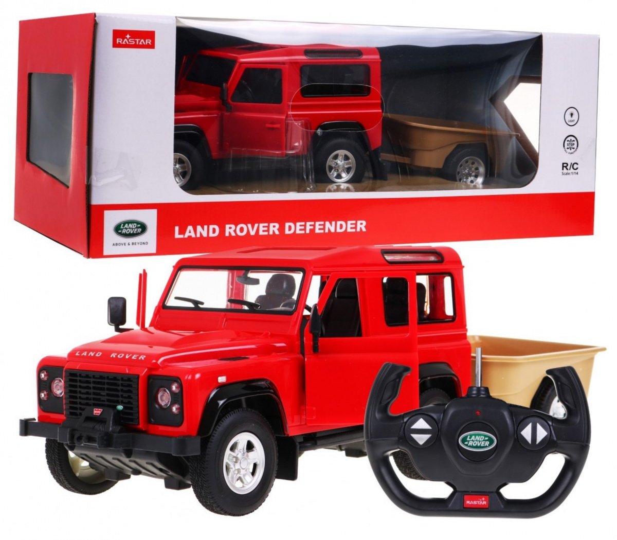 R/C mänguauto Land Rover Defender punane 1:14 RASTAR