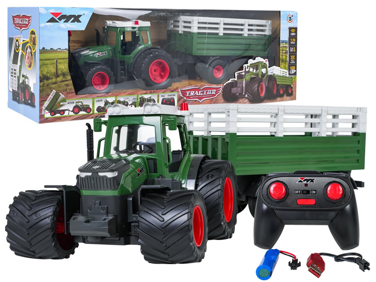 R/C traktor haagise ja kallurkastiga