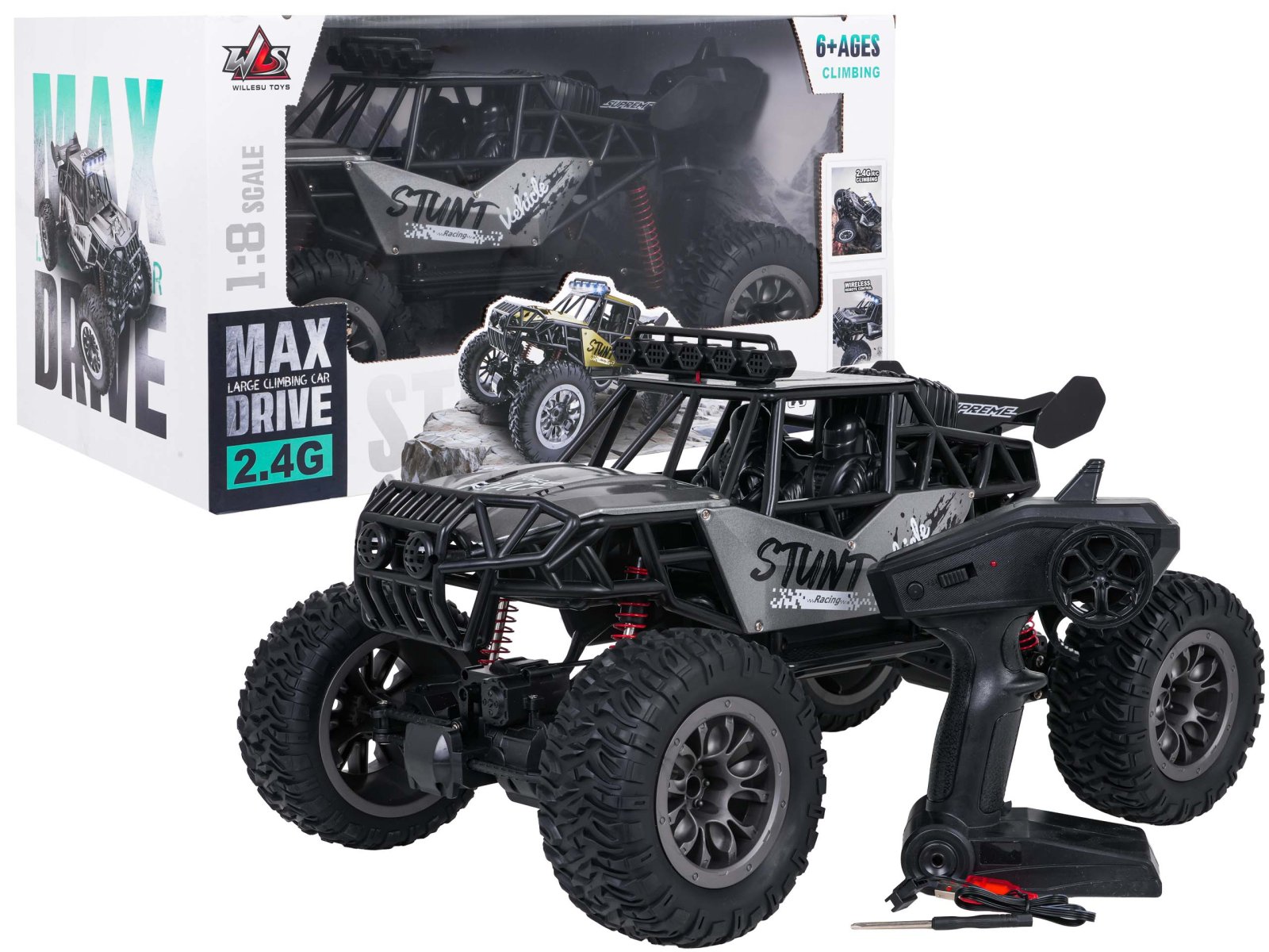 Radio-ohjattava crawler STUNT Racing harmaa 1:8