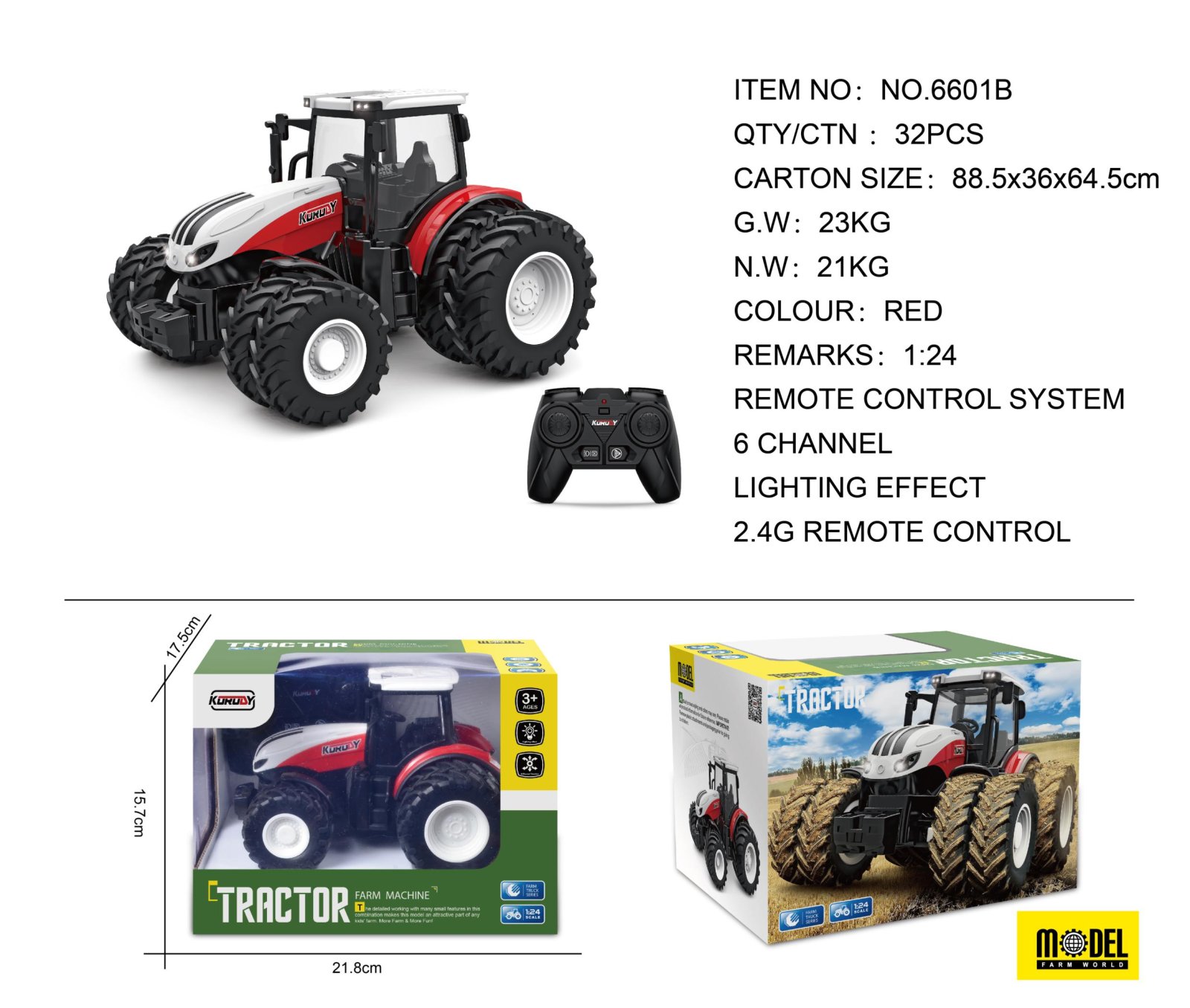 Punane R/C traktor