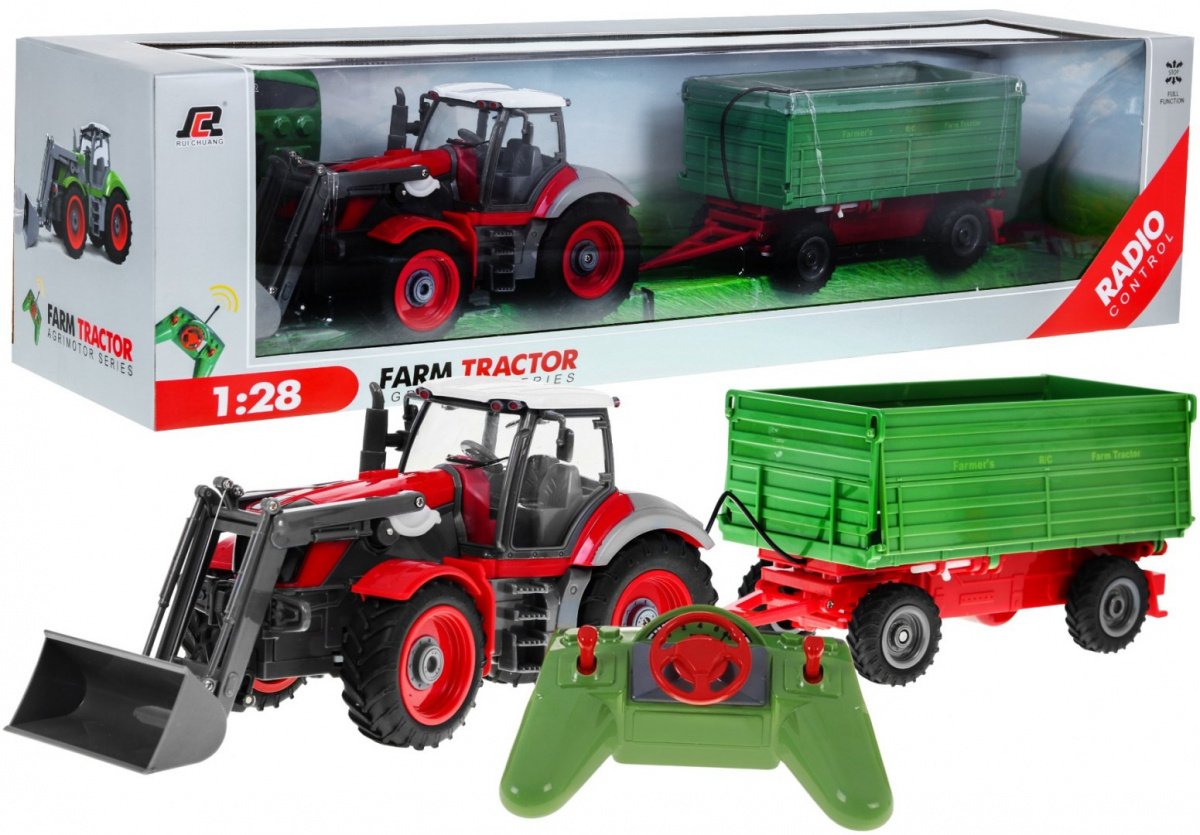 Punane traktor haagis roheline 2,4 GHz
