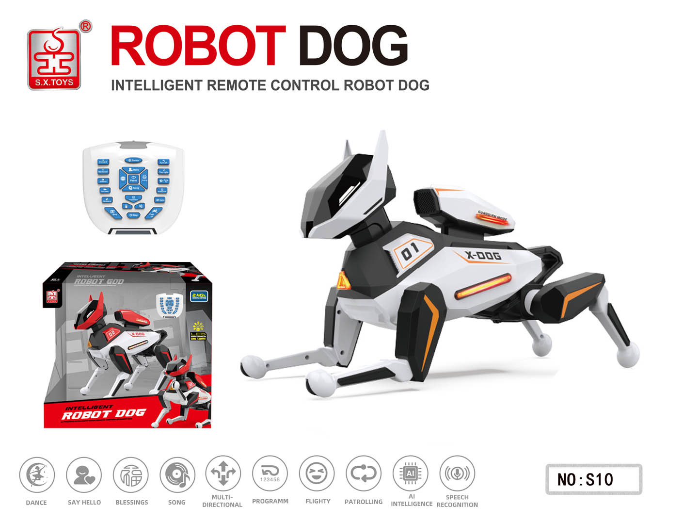 Robot R/C X-DOG, valge