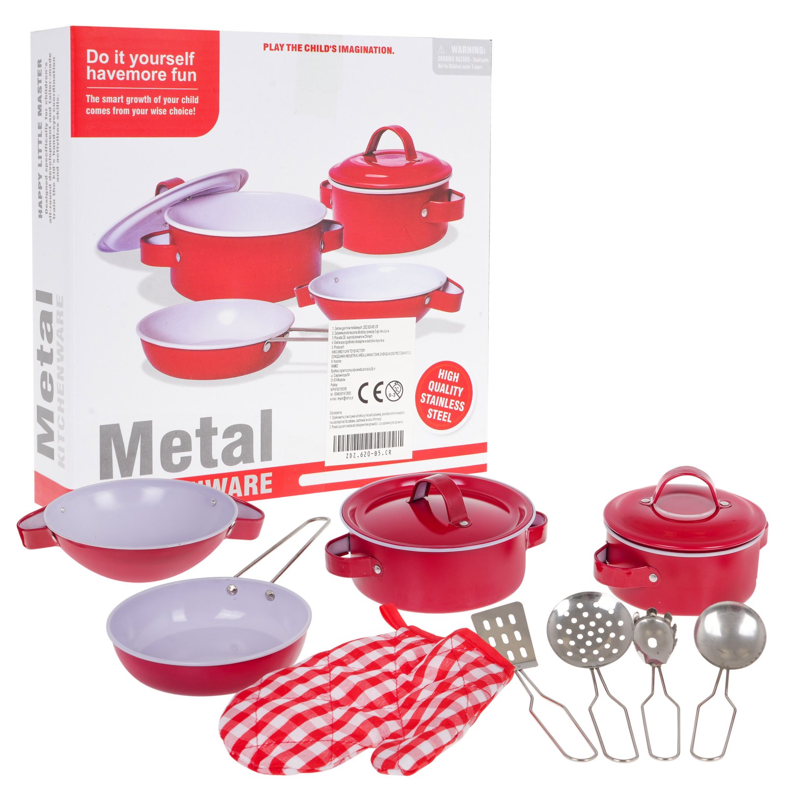 Punaste metallpottide komplekt