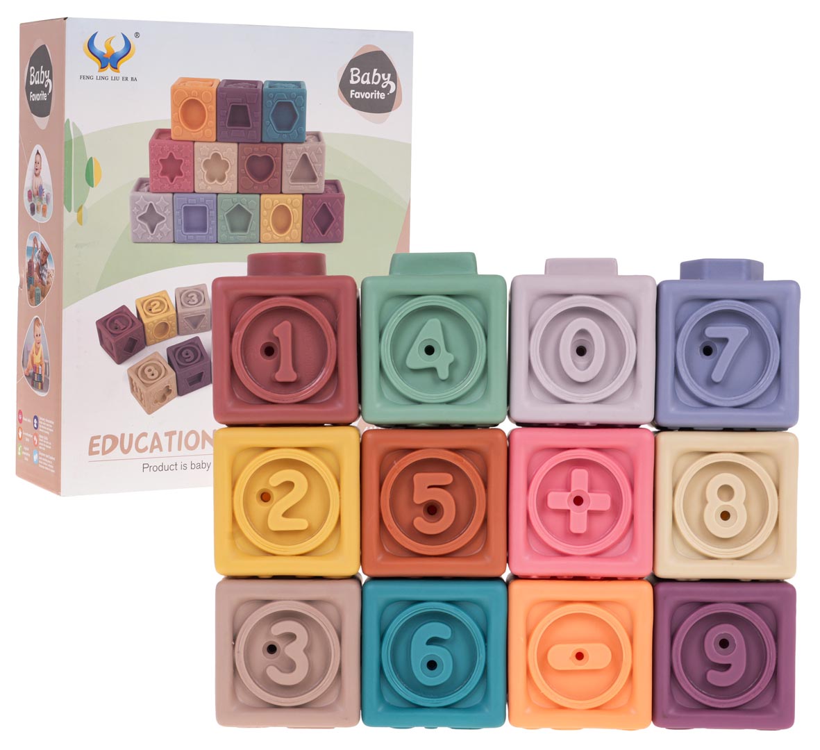 Set of Sensory Cubes Numbers 12 pieces.
