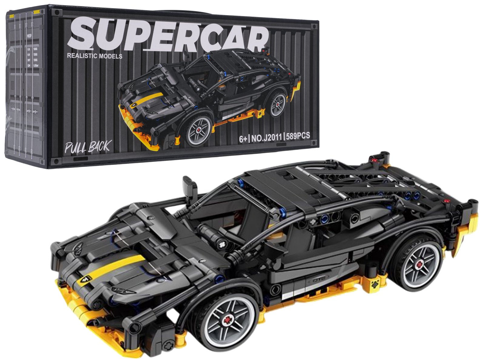 Urheiluauto-palikkasarja musta 589 kpl