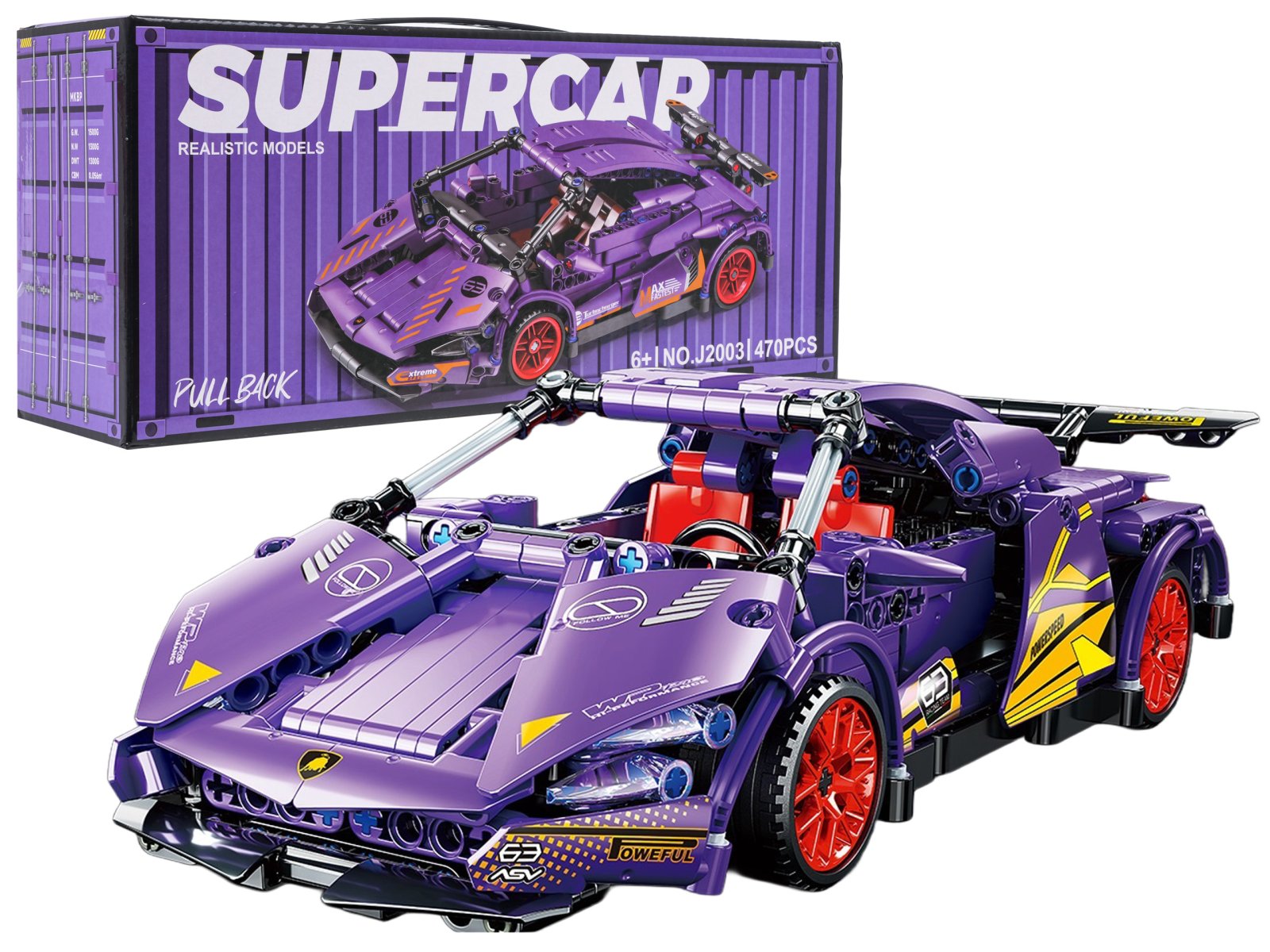 Urheiluauto-palikkasarja violetti 470 kpl