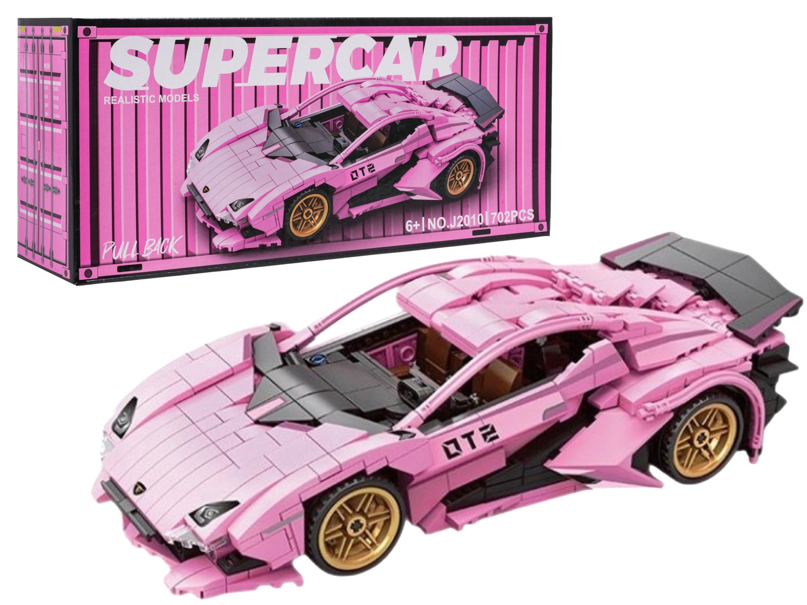 Urheiluauto-rakennuspalikkasarja, vaaleanpunainen, 702 kpl
