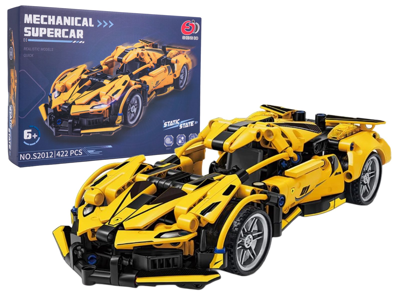 Urheiluauto palikat keltainen 422 kpl.