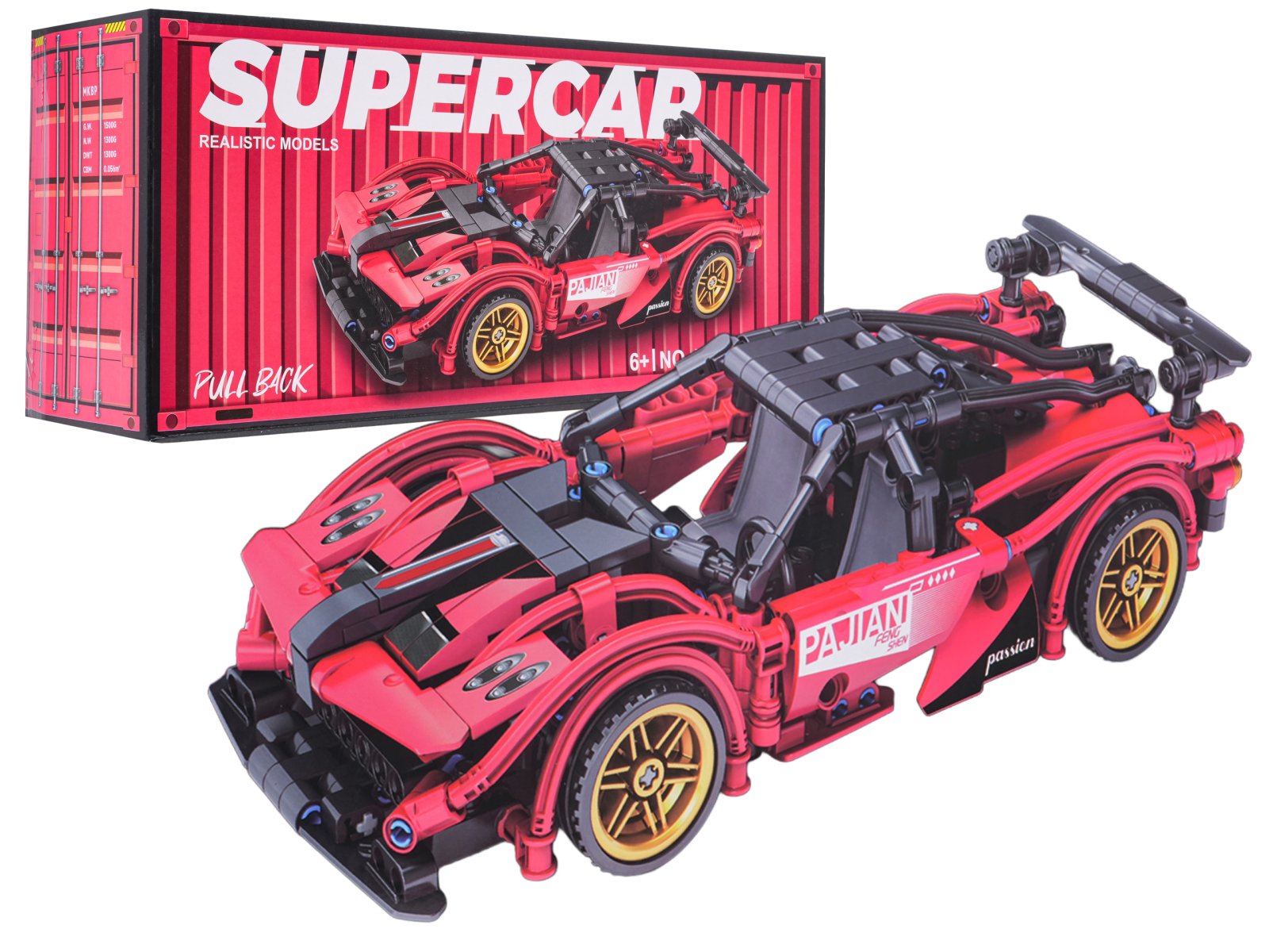 Punane spordiauto klotsikomplekt 482 tk