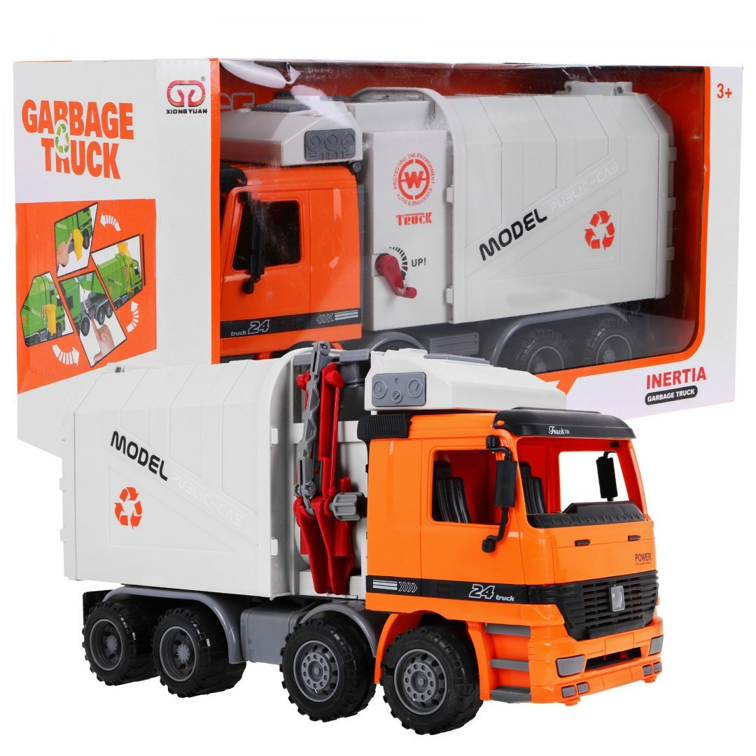Mänguauto prügiauto, oranž