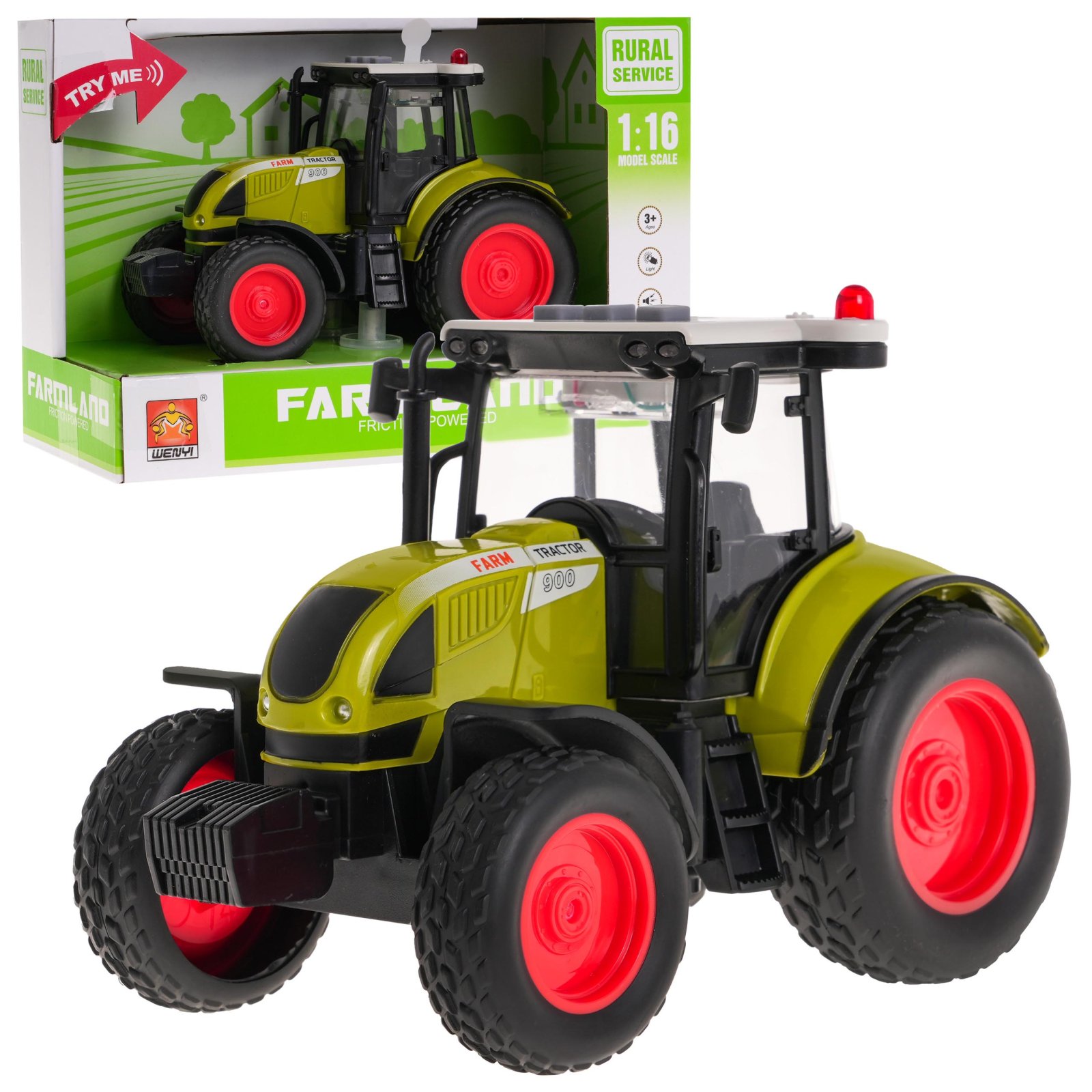 Traktor 1:16 + helid ja tuled